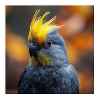 Close-up Portrait of a Yellow Cockatoo in the Wild. (Print Only)