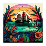 Folk Sunset Sailing Ship (Print Only) thumbnail