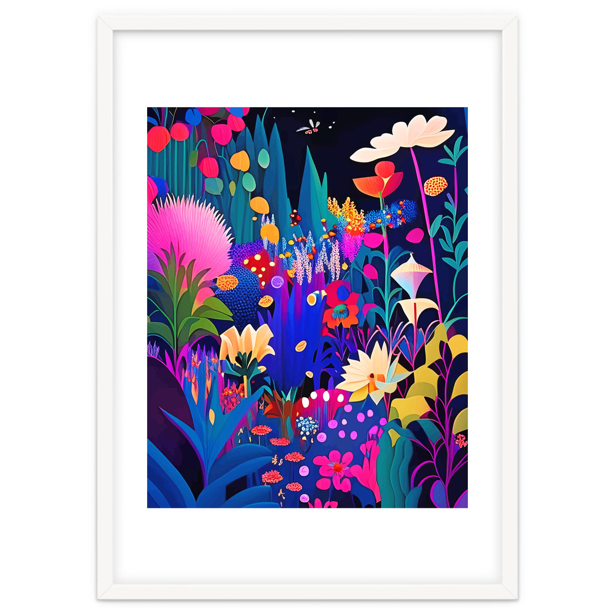 Surreal Emotions, Abstract Colorful Bold Botanical Nature Garden, Eclectic Boho Bohemian Modern Contemporary Graphic Design Painting