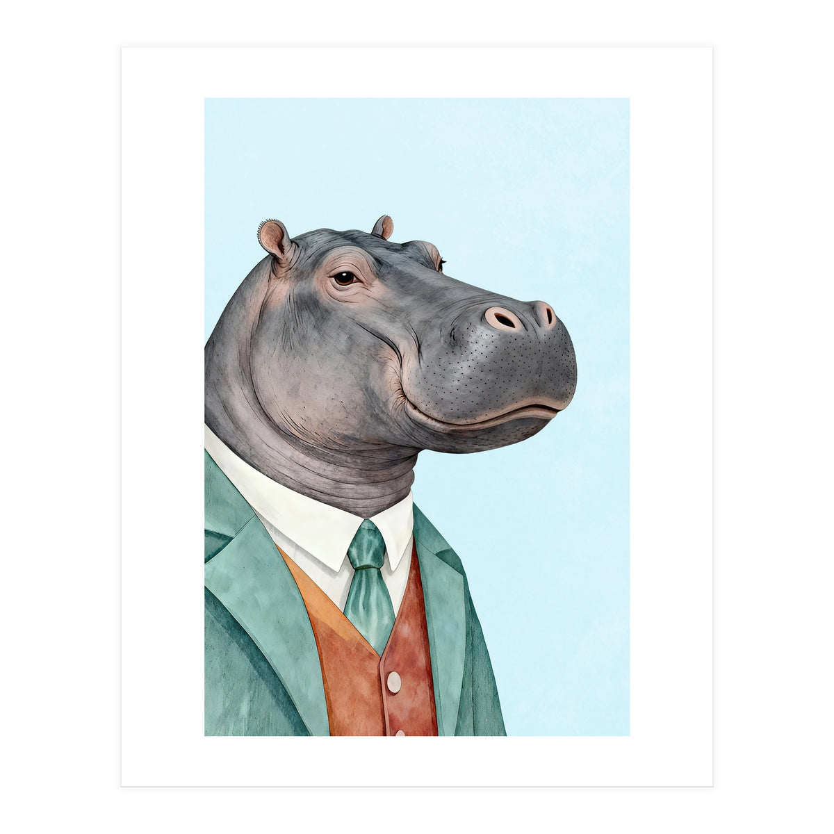 Hippopotamus in Suit (Print Only)