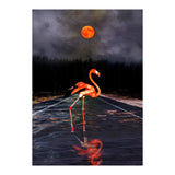 Flamingo and Red Moon  (Print Only) thumbnail