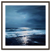 Midnight Seascape with Moonlight Reflecting