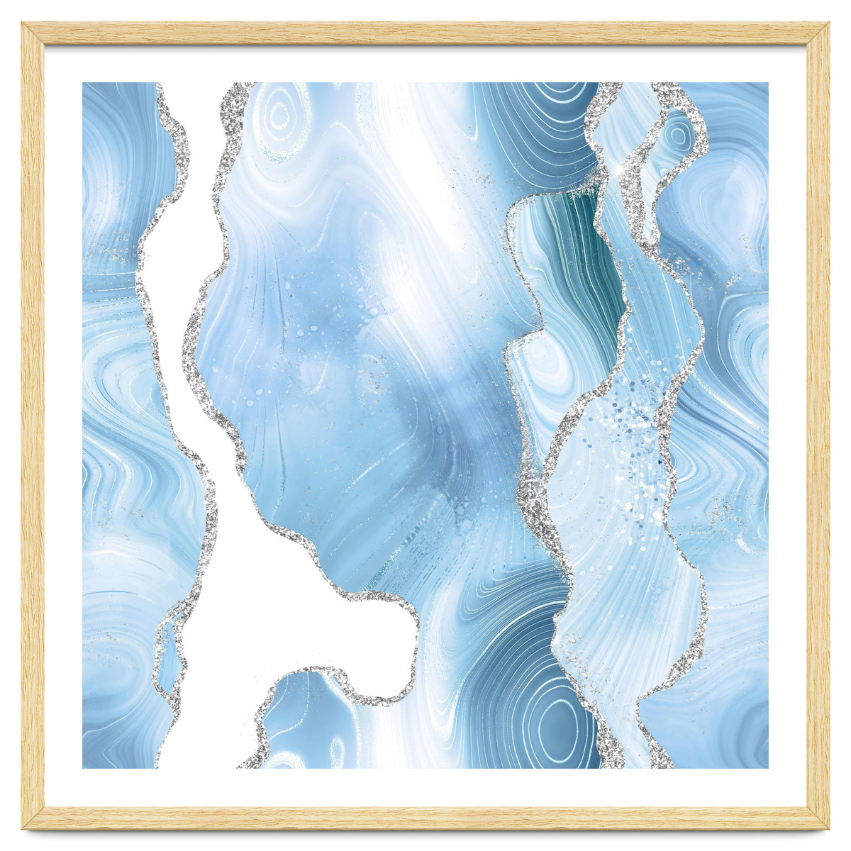 Blue & Silver Agate Glitter Texture 05