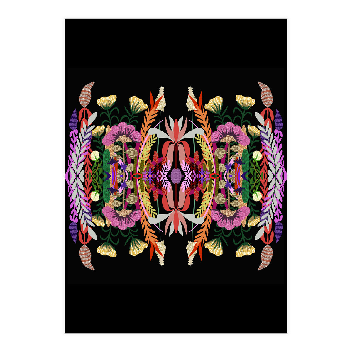 The Butterfly Effect Series 01, Paint Blot Mirror Colorful, Symmetrical Graphic, Eclectic Mandala (Print Only)