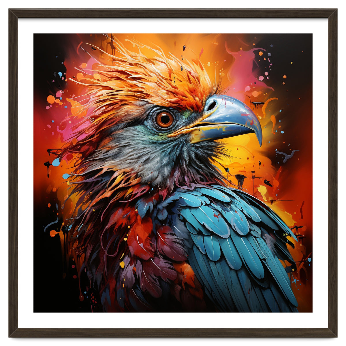 Vibrant Eagle Portrait Abstract Colorful Splatter Art