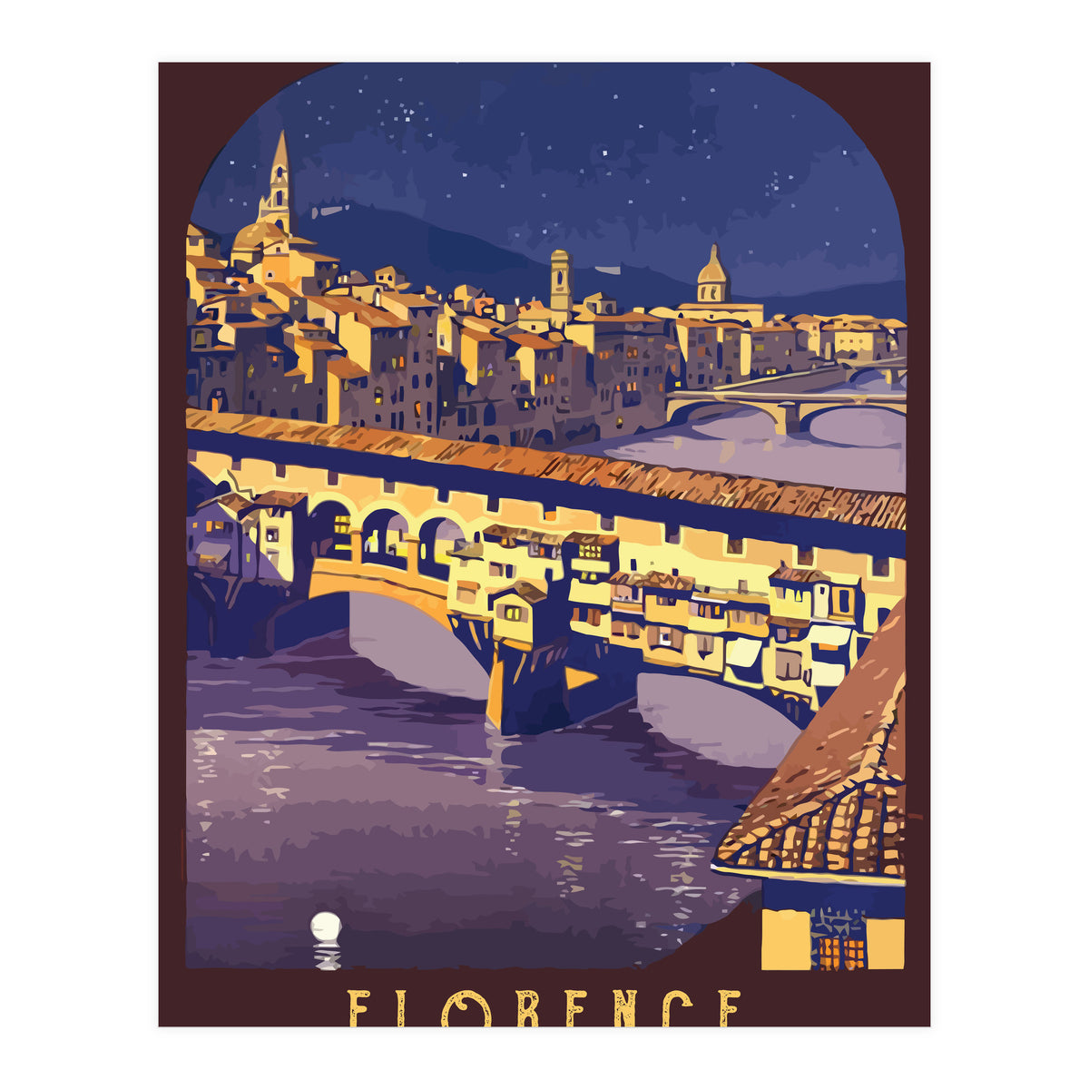 Florence At Night, The Bridge (Print Only)