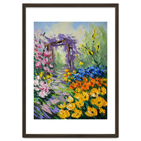Sun-Drenched Garden Pergola Oil Painting