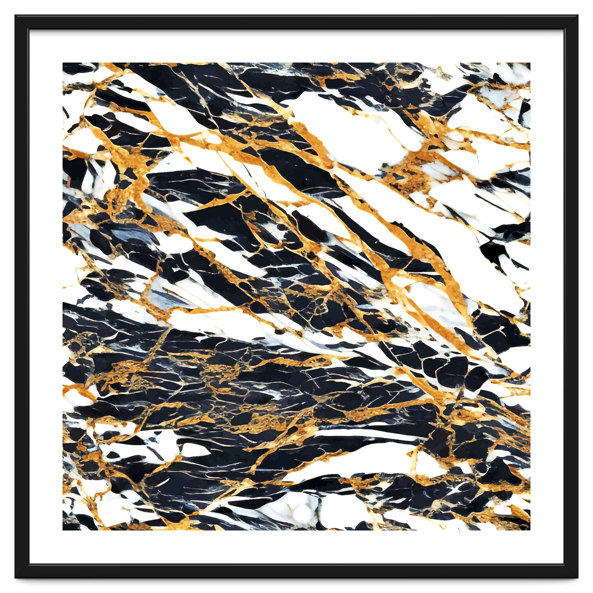 Painted Black Gold & White Marble, Luxe Exotic Eclectic Texture Pattern, Precious Stones Painting