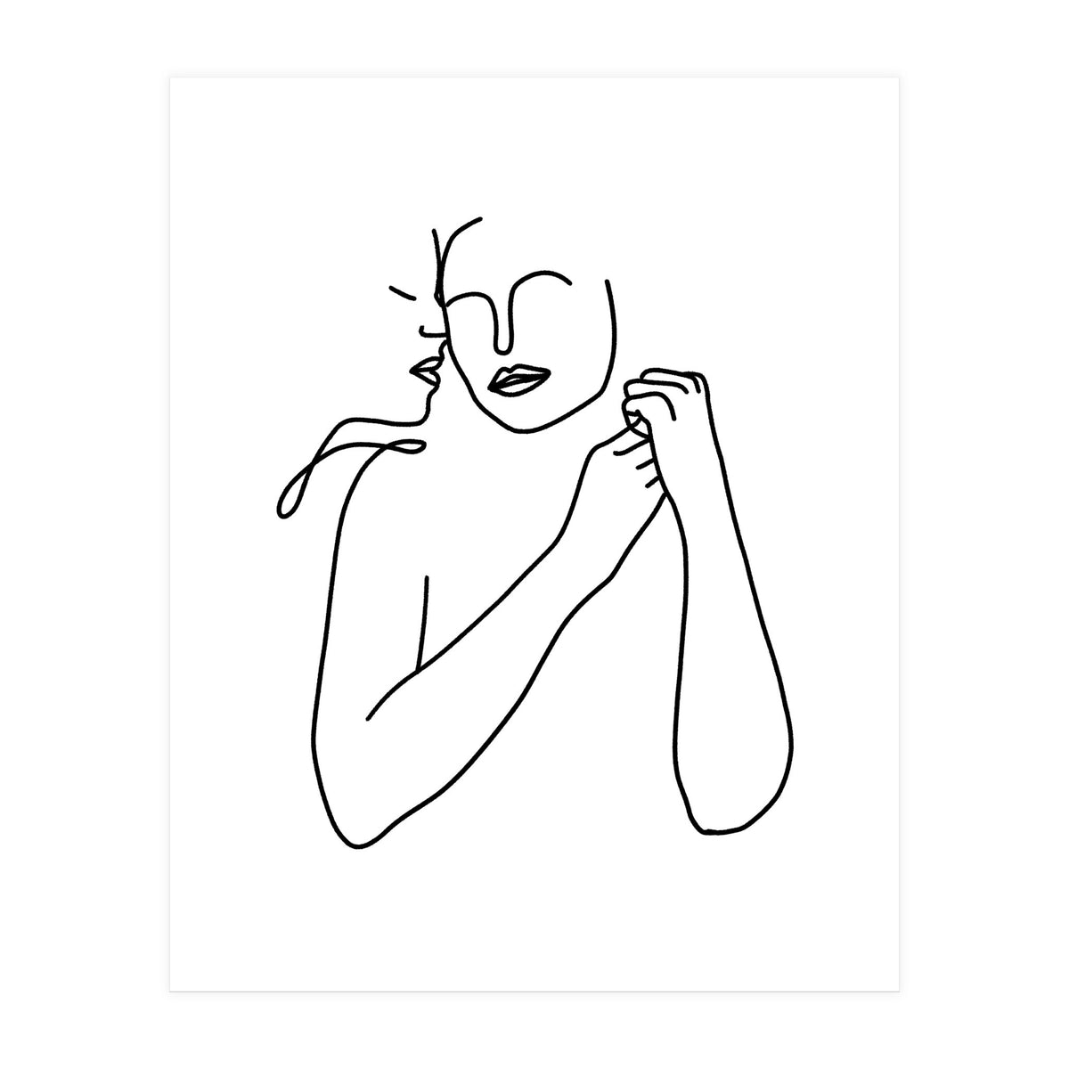 Eternally Connected, Abstract Line Art Love, Sketch Drawing Minimal, Eclectic Human Couple Connection Minimalism Concept (Print Only)