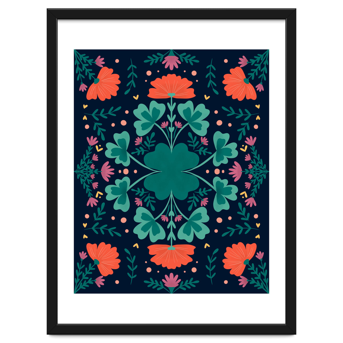 Clovers And Flowers Teal and Orange