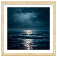Ethereal Moonlight Over Midnight Ocean Waves