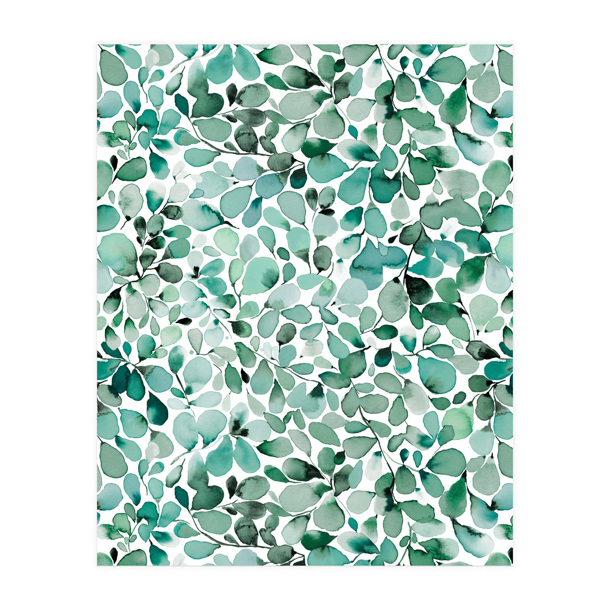 Leaffy Eucalyptus Botanical Leaves Green (Print Only)