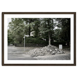 Piled-up rocks under construction on the street thumbnail