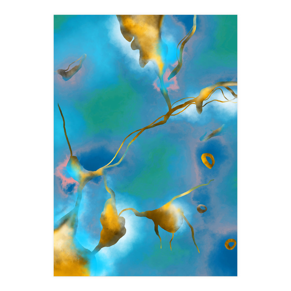 In My Veins, Abstract Marble Gold Texture, Eclectic Painting Resin Bohemian, Contemporary Luxe Chic Luxury (Print Only)