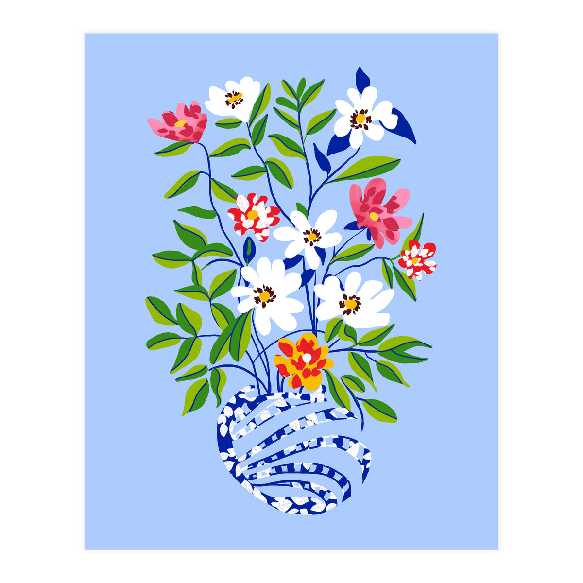 The Floopy Planter, Abstract Flower Pot Illustration, Pop Bohemian Eclectic Botanical, Flower Colorful Blossom (Print Only)