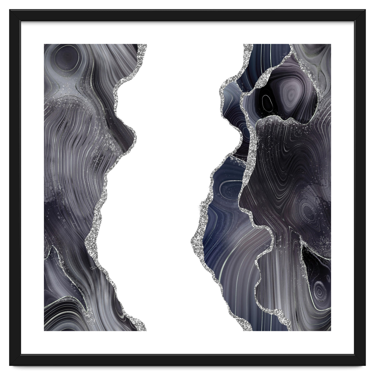 Black & Silver Glitter Agate Texture 05