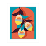 Lemon Sunset, Eclectic Botanical Colorful Bohemian Fruits, Food Pop Of Color Lime Retro (Print Only) thumbnail