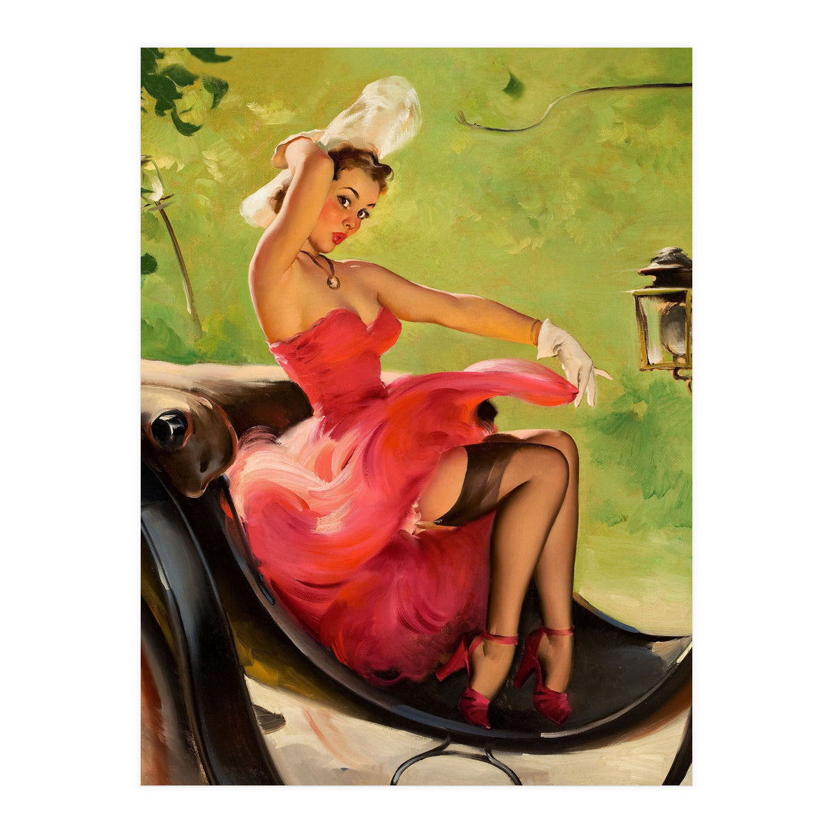 Pinup Girl On A Chariot Fast Ride (Print Only)