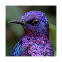 Vibrant Purple Bird With Water Droplets (Print Only)