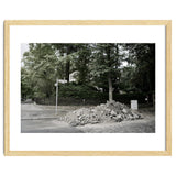 Piled-up rocks under construction on the street thumbnail