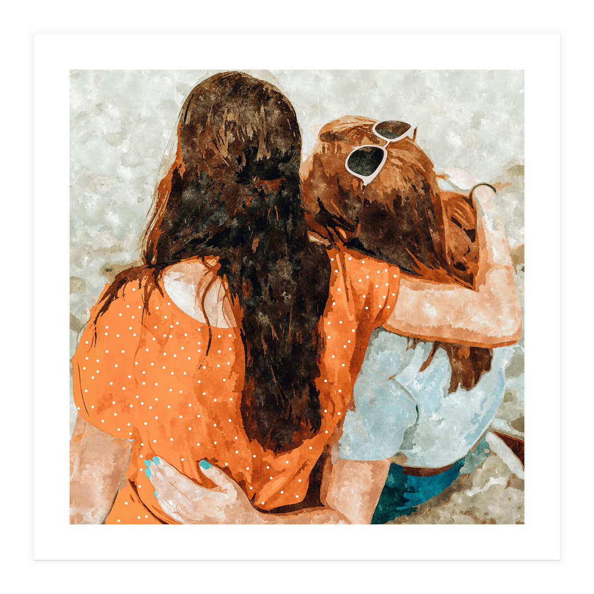 Soul Sisters | Modern Bohemian Friendship BFF Fashion | Friends Companion Summer Travel Painting (Print Only)