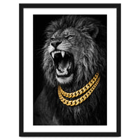 Bejweled hyper-realistic lion photography,diamond fangs portrait