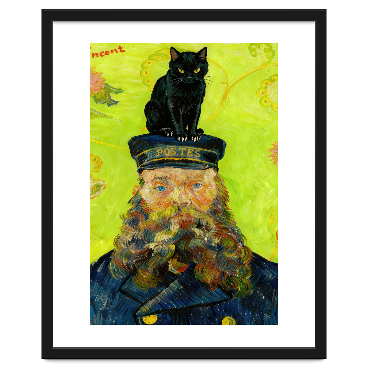 Black Cat on the Postman’s Hat, Van Gogh Inspired Painting