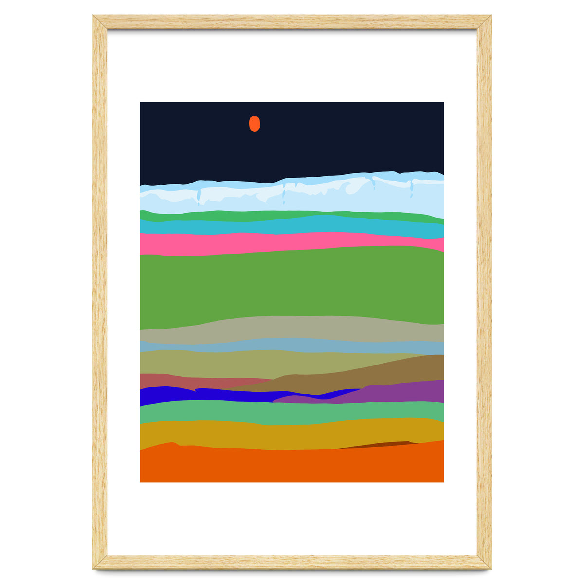 Iceland, Abstract Nature Travel Landscape, Eclectic Rainbow Retro Concept, Colorful Boho Modern Contemporary