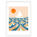 Set Sail, Ocean Boat Sailing Travel, Sea Cruise Summer Waves, Graphic Design Bohemian Modern Eclectic thumbnail