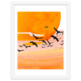 Time Flies, Birds Wildlife Fly Freedom Nature, Sun Sunset Sunrise Positivity Hope Painting, Growth Migrate Gift Animals Blush Sky Bohemian thumbnail