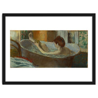 Woman in bath, sponging her leg. Pastel, 1883-84   19.7 x 41 cm.