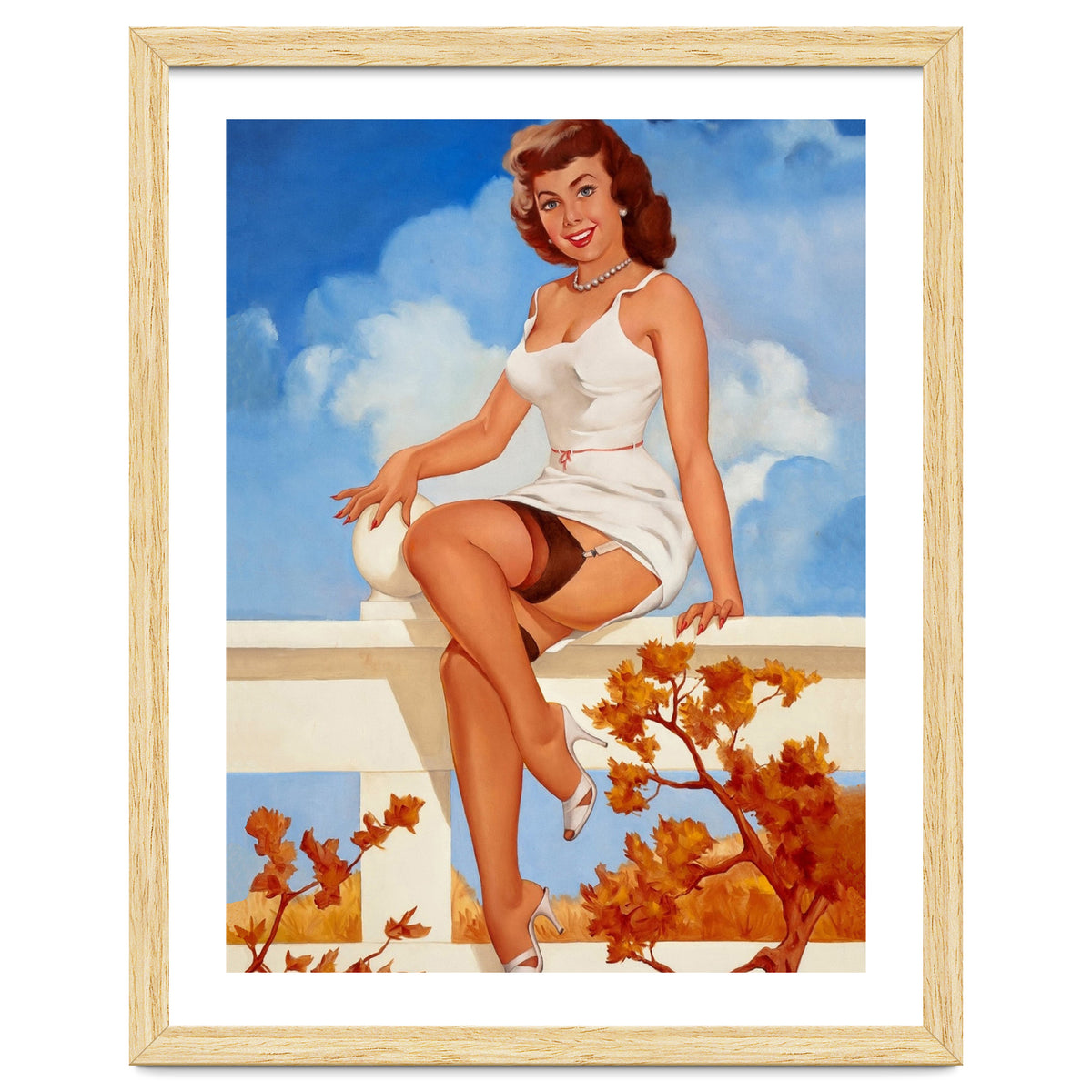 Beautiful Pinup Girl Posing On A Fence