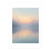 Misty Sunrise Over Pine Forest Lake (Print Only)
