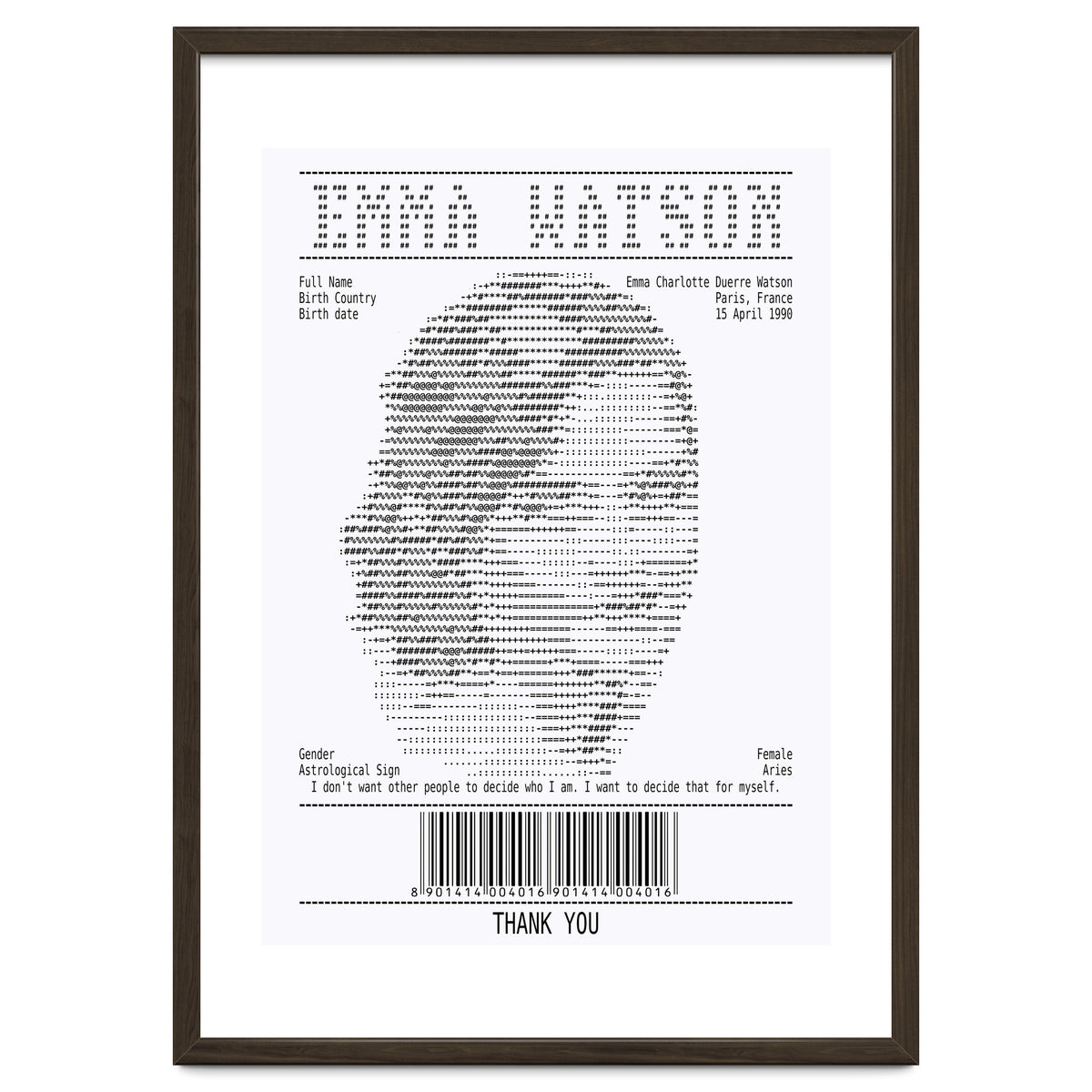 Receipt Art Emma Watson