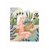 How to Train Your Leopard, Wild Cat Bohemian Woman Painting, Swimming Pool Bikini Summer Swim Animal (Print Only) thumbnail