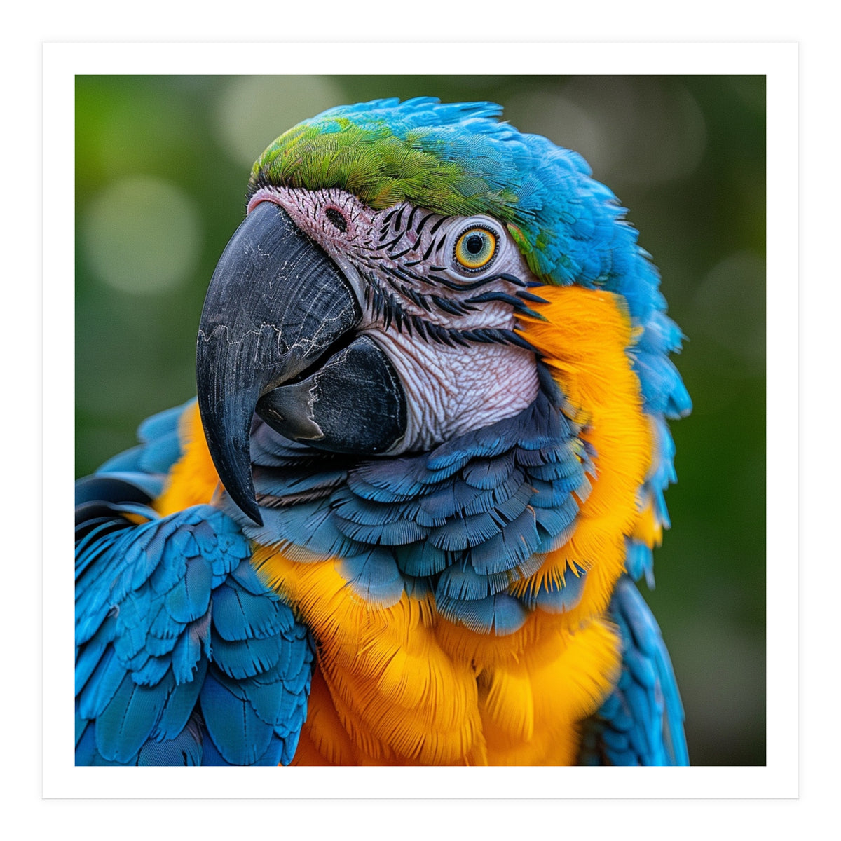 Close Up Blue And Yellow Macaw Parrot Face (Print Only)
