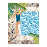 Click, Summer Travel Poolside Swim, Moroccan Tiles Staycation Vacation Holiday, Bohemian Woman Swimsuit Fashion Pose (Print Only) thumbnail