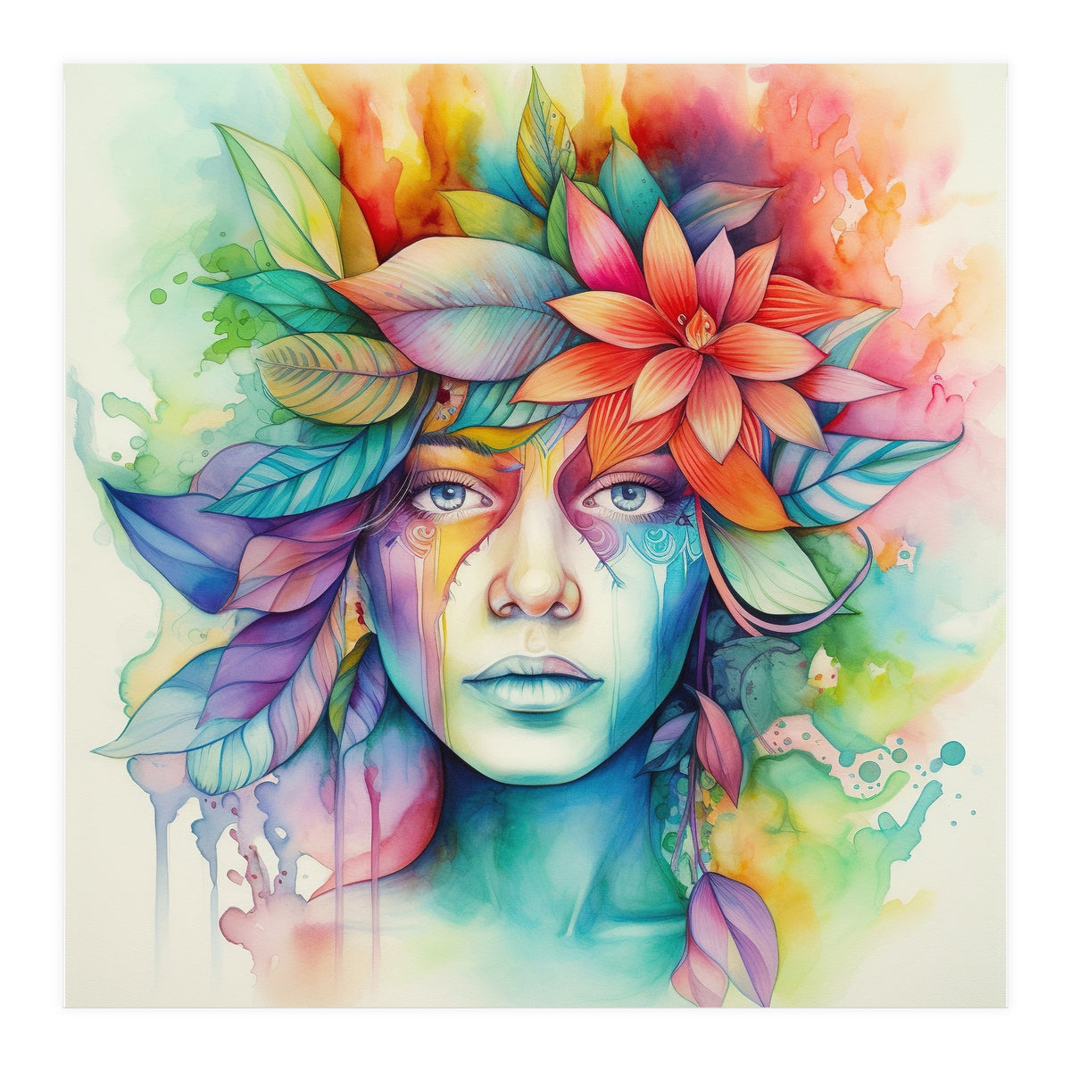 Watercolor Tropical Woman #2 (Print Only)