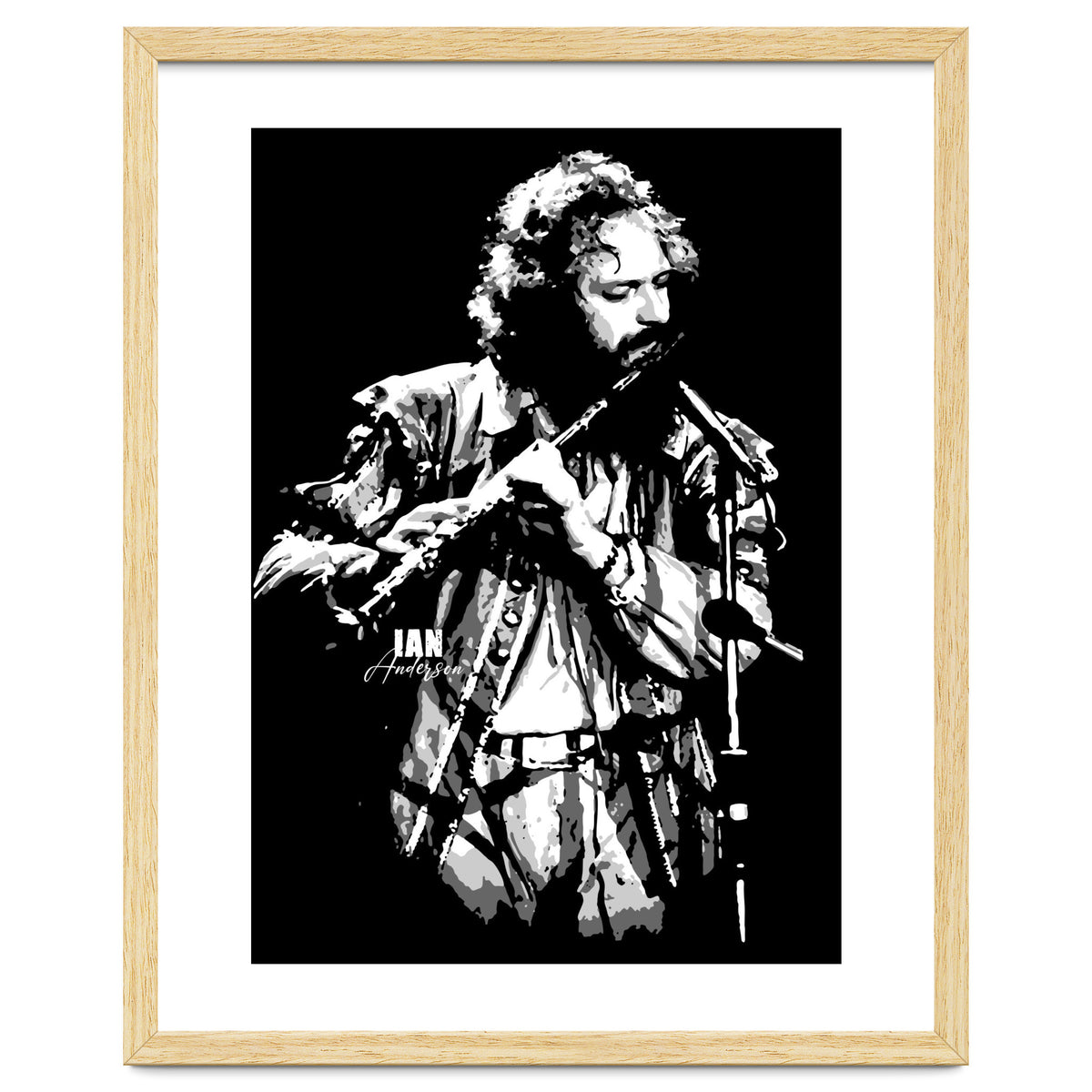 Ian Anderson Rock Music Legend in Grayscale 2