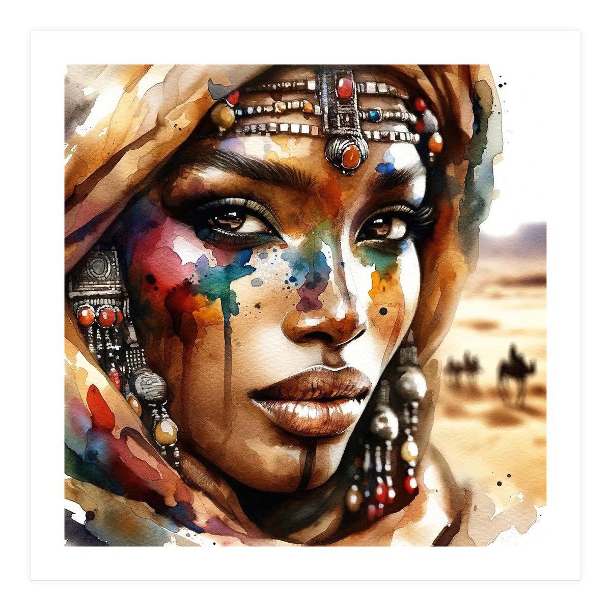 Desert Jewels Tuareg Woman Portrait (Print Only)