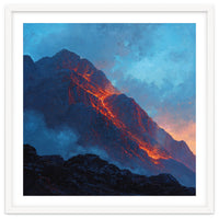 Dramatic Mountain Summit with Fiery Sunset Alpenglow