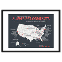 USA Map of Alien First Contacts in Movies