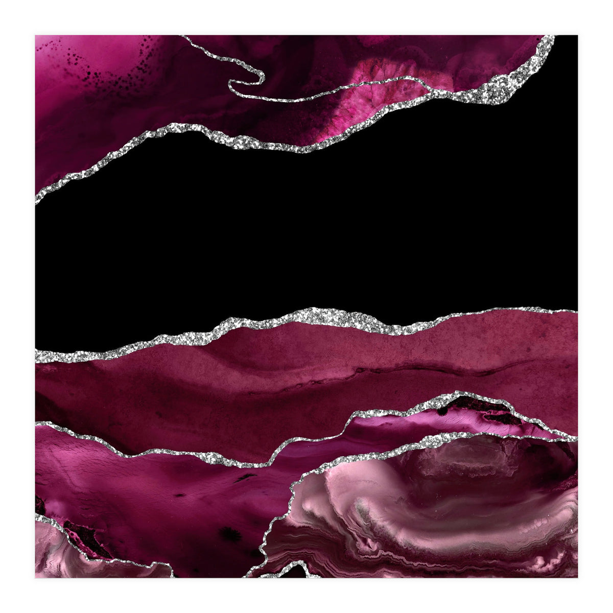 Burgundy & Silver Agate Texture 02 (Print Only)