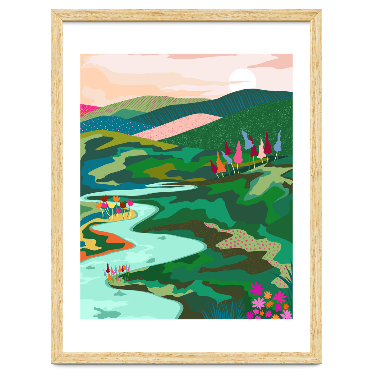 Endless Love, Bohemian Nature Landscape Scenic Meadow, Eclectic Colorful Travel Forest Mountains Sunset