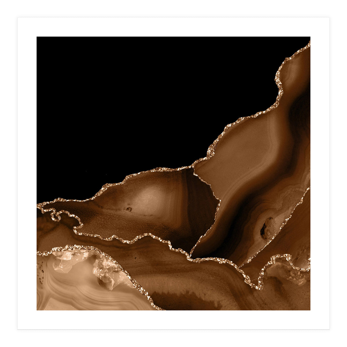 Brown & Gold Agate Texture 03 (Print Only)