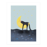Beauty Sleep - Melting Cat on the crescent moon (Print Only) thumbnail