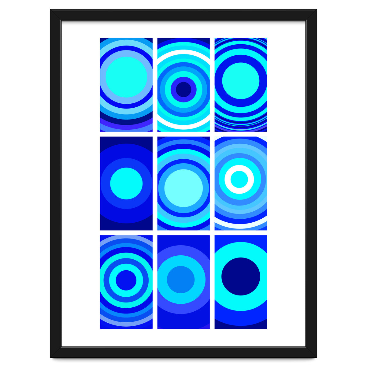 Circles & Rectangles Alt Blue 3 X 3: 2