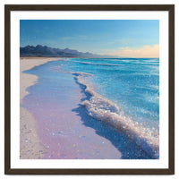 Sparkling Pastel Shoreline with Glittering Turquoise Waves