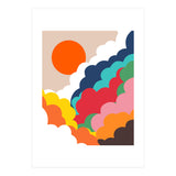 Head In The Clouds, Positivity Nature Sunrise Sunset, Sky Bohemian Comic Retro Eclectic Illustration (Print Only) thumbnail