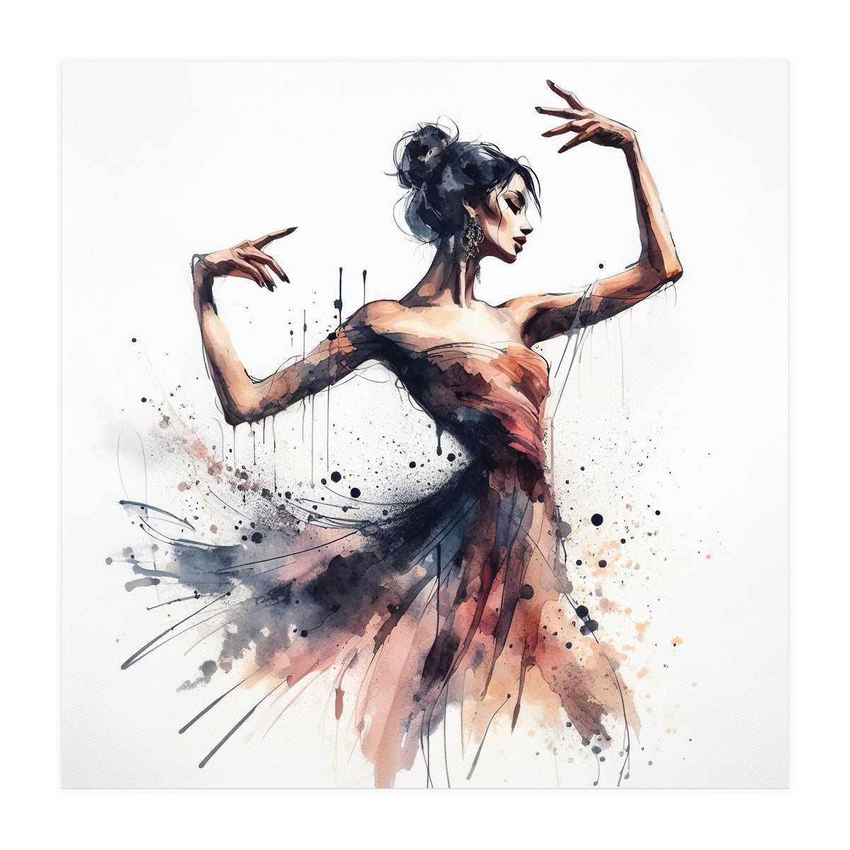 Watercolor Ballet Dancer #1 (Print Only)
